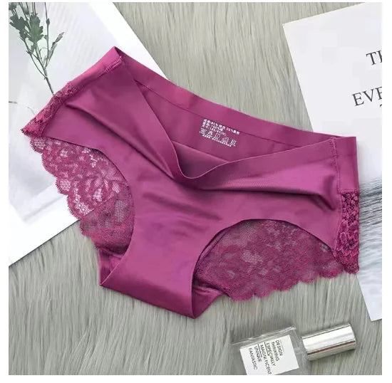 Sexy Ice Silk Women's Lace Thong Panties
